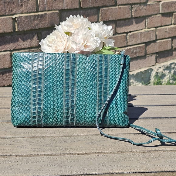 Vtg. Clemente green python purse - Picture 2 of 11